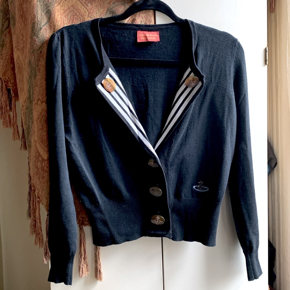 Vivienne Westwood Black Cardigan with Striped Detail